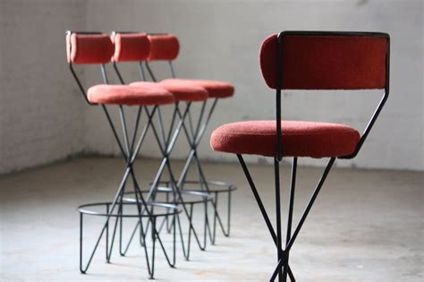 Titilating Paul Tuttle Mid Century Modern Wrought Iron Bar Stools