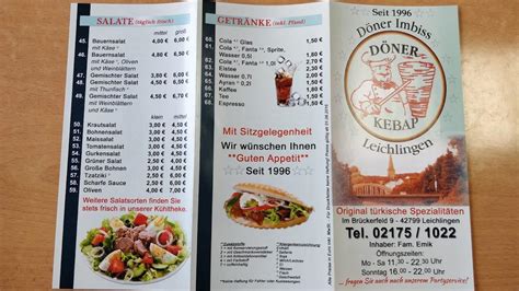 Speisekarte Von Döner Imbiss Emik Gülser Restaurant Leichlingen