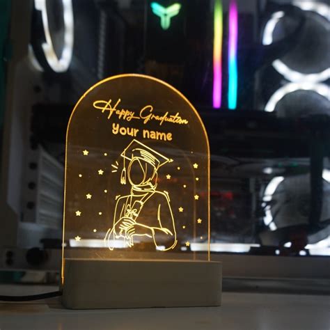 Jual CUSTOM Gift Akrilik LED Lampu Sketsa Hampers Plakat Wisuda Hadiah