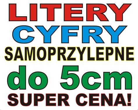 Litery Cyfry Samoprzylepne Naklejki Reklama Cm Cena Opinie