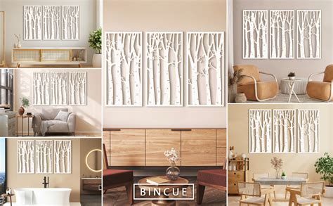 Amazon Bincue Large D Wood Wall Art Carved Panels Birch Tree