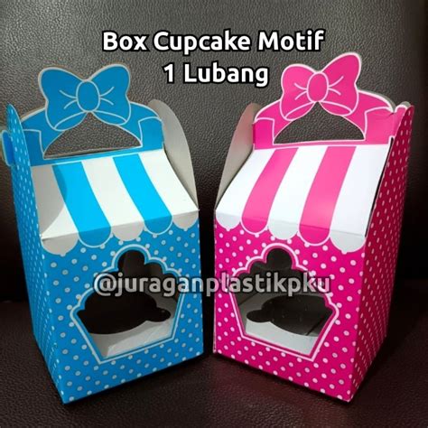 Jual Box Cupcake Motif Isi 1 Gagang Kemasan Dus Gable Muffin