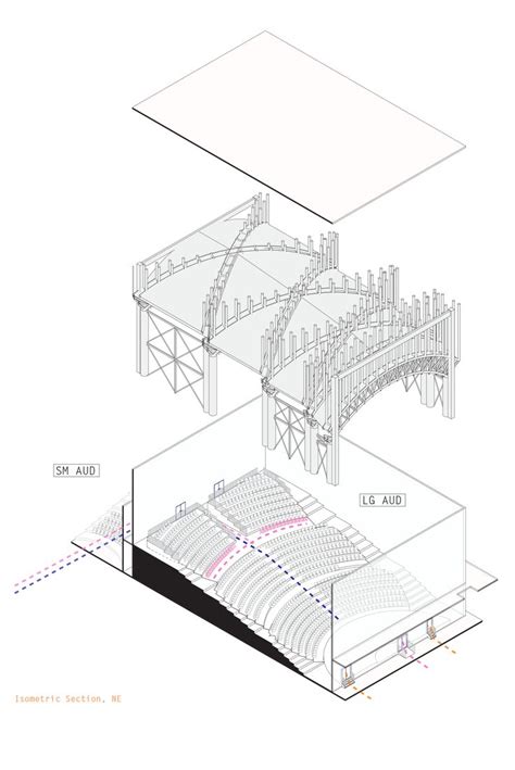 Dissonance, Music School Auditorium Accessible Circulation, Public vs Private. Exploded ...