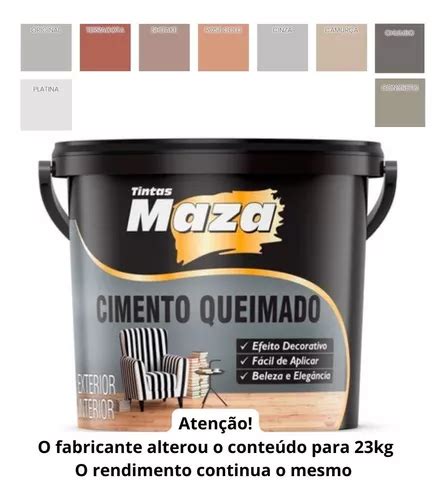 Cimento Queimado Para Paredes 25kg Premium Maza Em Cores Frete grátis