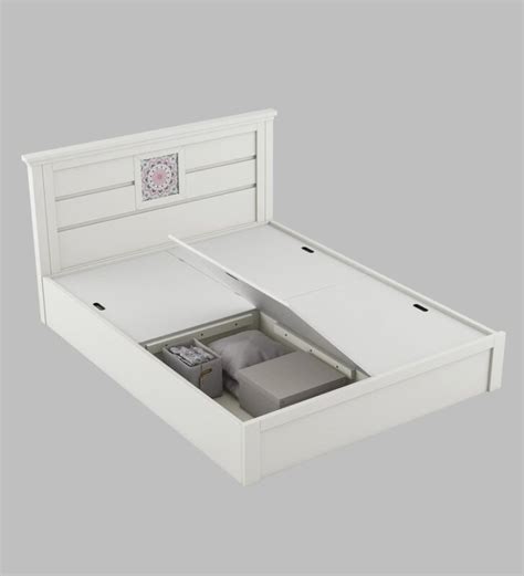 Kosmo Bryan Queen Size Bed With Box Storage In Kingston White Finish