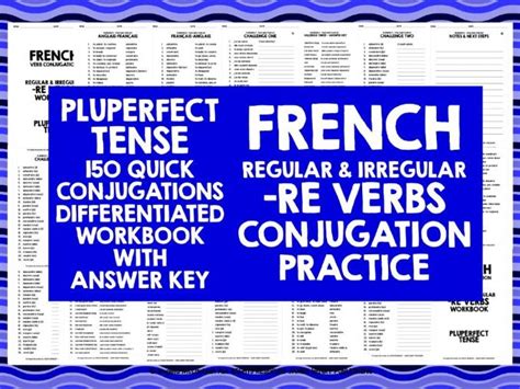 French Re Verbs Conjugation Pluperfect Tense By Livelylearning Teaching Resources