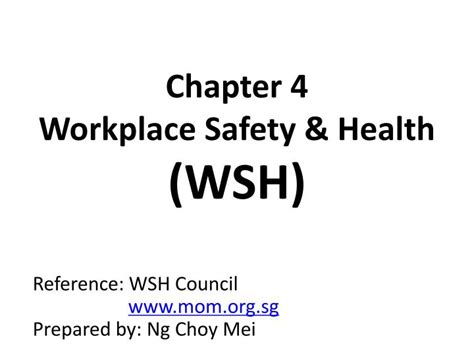 Ppt Chapter 4 Workplace Safety And Health Wsh Powerpoint Presentation