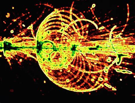 Streamer Chamber Photo Of Particle Tracks By Cern Science Photo Library