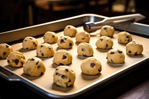 Premium AI Image | Chocolate chip cookie dough scoopes on a cookie