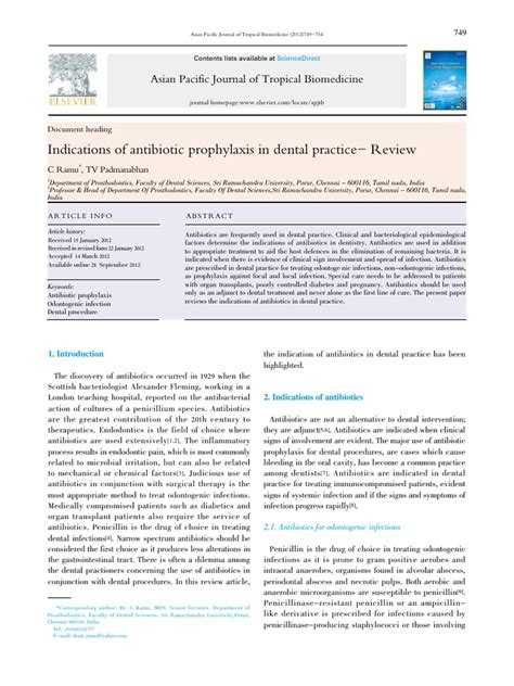 Indications Of Antibiotic Prophylaxis In Dental Practice Review Pdf Antibiotics Dentistry