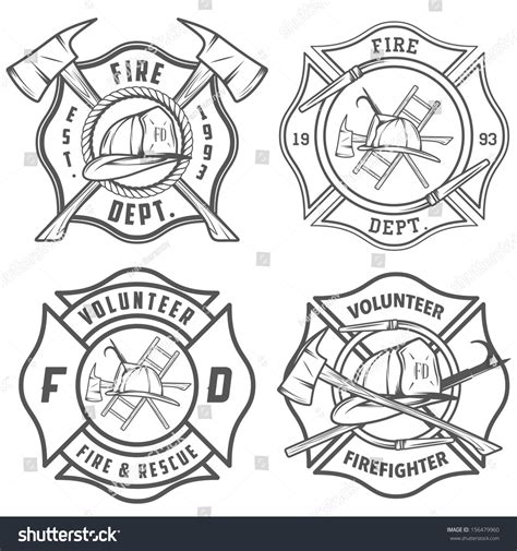 Set Of Fire Department Emblems And Badges Fire Badge Firefighter