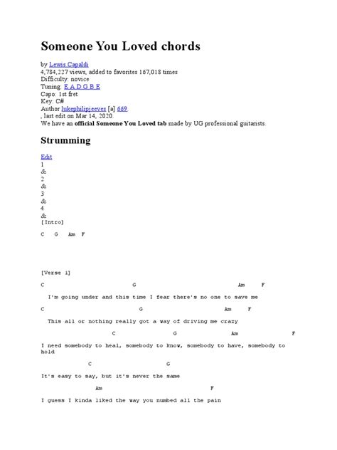 Someone You Loved Chords | PDF | Song Structure