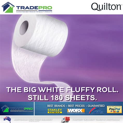 Toilet Paper 18 Rolls Deluxe Quilton 3 Ply White Soft Pro Large Roll