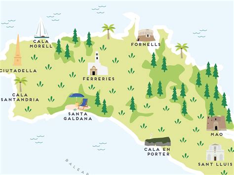 Menorca Map Illustrated Map of Menorca Print / Travel Gifts - Etsy UK