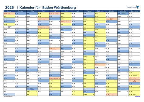 schulferien kalender  baden wuerttemberg