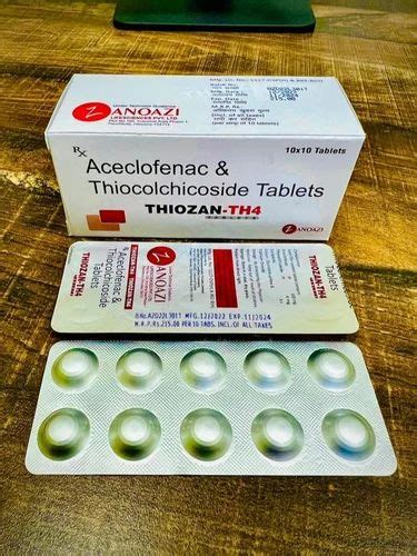 Thiozan TH4 Thiocolchicoside Aceclofenac Tablets 0 5 Mg At Rs 2150 Box