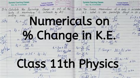 Numericals On Percentage Change In Kinetic Energy Chapter 5 Work