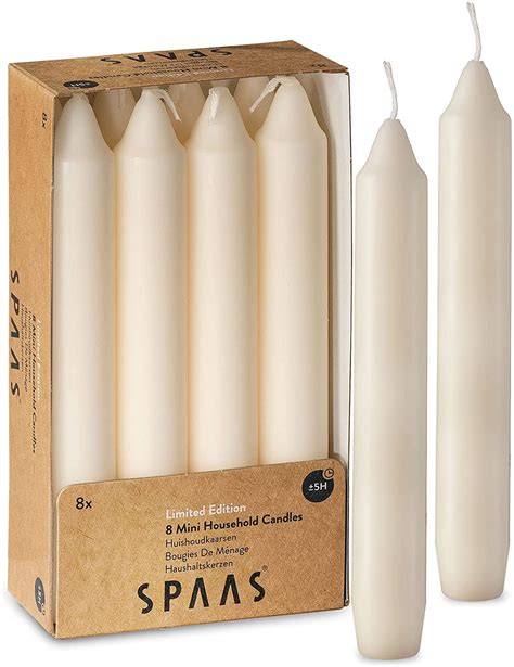 SPAAS Straight Candle Sticks Pack Of 8 6 Long Ivory Candles 5 Hour