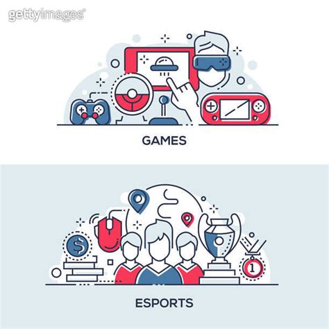 Esports and games linear banner templates set 이미지 (1179811461) - 게티이미지뱅크