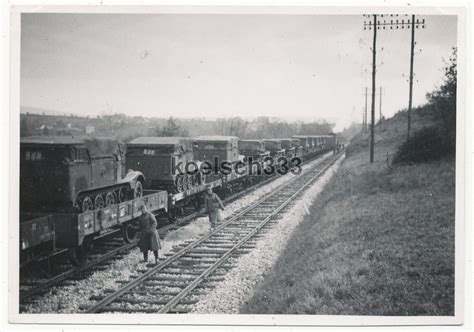 Foto Panzer Halbketten Der Wehrmacht Verladen Auf Eisenbahn In