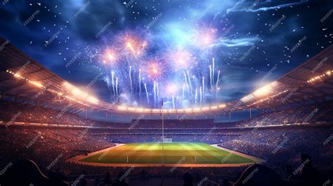 Premium AI Image | Fireworks over the stadium