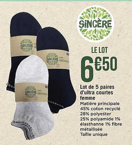 Offre Lot De Paires De Chaussettes Ultra Courtes Femme Tissaia Chez E