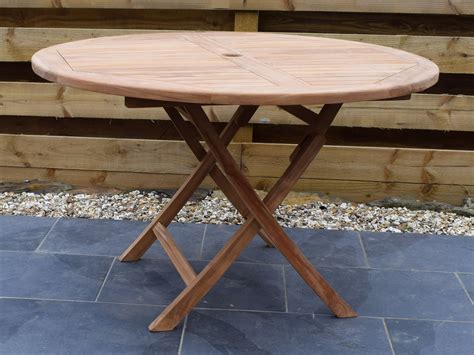 Teak 120cm Round Folding Table – Patio Garden Furniture