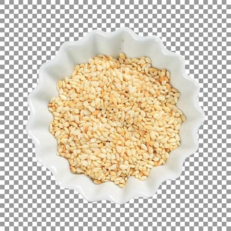 Premium PSD A Bowl Of White Sesame Seeds On Transparent Background