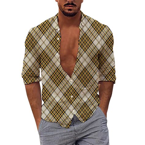 Pmuybhf Male Xxl Men White Button Down Shirt July 4th Men Casual Long Sleeve Spring Summer