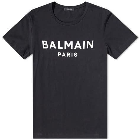 Balmain Classic Fit Foil T Shirt Black And Silver End Gb