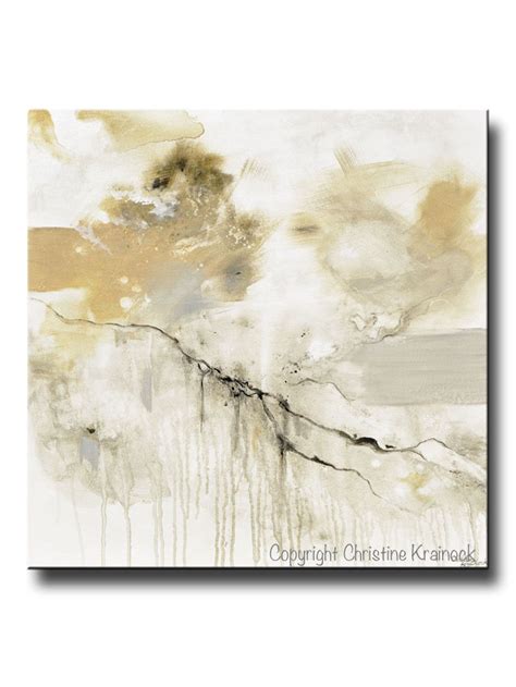 Original Art Abstract Grey White Painting Coastal Modern Neutral Beige