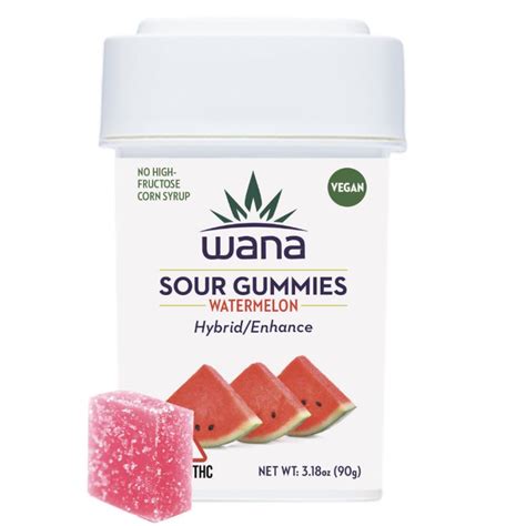 Wana Wana Sour Watermelon Hybrid Gummies 100mg 20pk For Sale