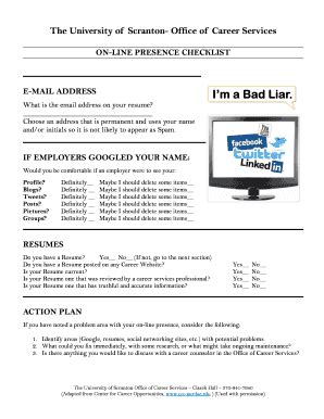 Fillable Online Online Internet Presence Checklist Pub Read Only Fax