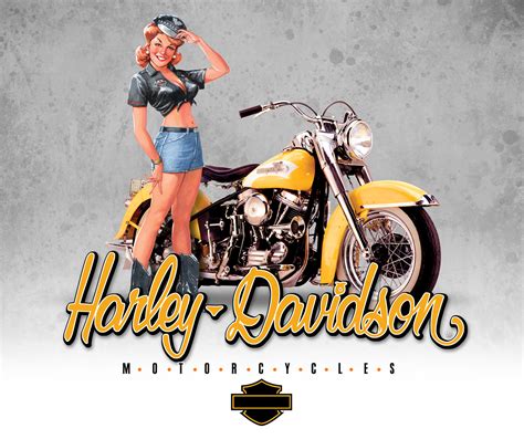 Harley Davidson Pin Up Girls Wallpaper