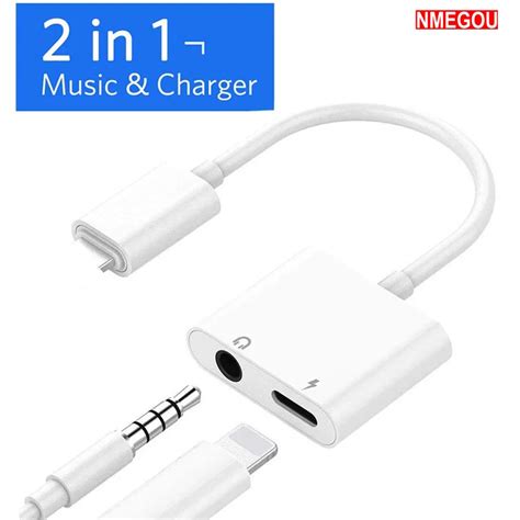 2 In 1 Earphone Charger Splitter Adapter For Apple Iphone X 10 7 8 9 Plus 3 5mm Headphone