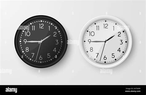 Wall Clocks Office Black And White Analog Clock Face Vector Circle Watches Stock Vector Image