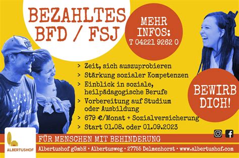 Bezahltes BFD FSJ Bewirb Dich Albertushof