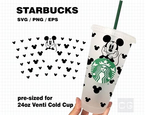 Mickey Mouse Starbucks Cup Svg Disney Starbucks Full Wrap Etsy