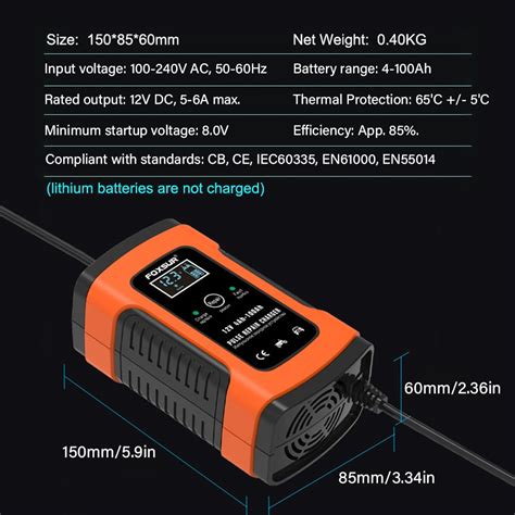 FOXSUR 5 Fully Automatic Smart Charger 12V Portable Battery Charger