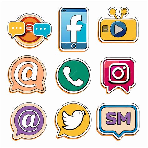 Colorful Social Media Icons In Speech Bubbles Premium Ai Generated Vector