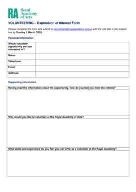 Fillable Online VOLUNTEERING Expression Of Interest Form Fax Email