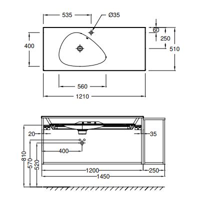 Plan Vasque Nouvelle Vague Cm Meul Pour Meuble Perc Trou Blanc