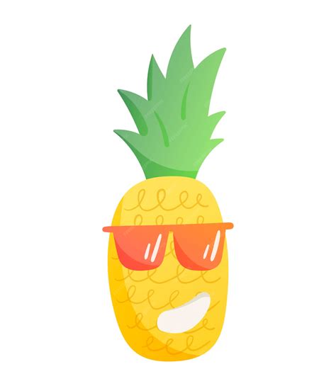 Tropical Summer Pineapple With Sunglasses Cartoon Vector Clip Art Library