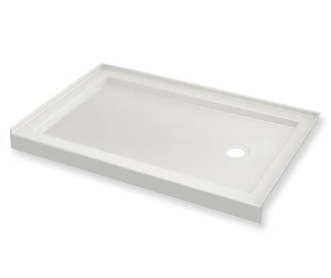 B Round Acrylic Alcove Shower Base In White With Anti Slip Bottom