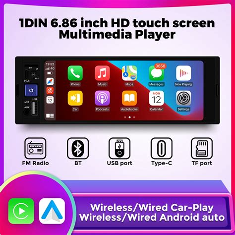 MEKEDE 1 Din Car Radio Carplay Android Auto HD Touch Screen MP5 Player