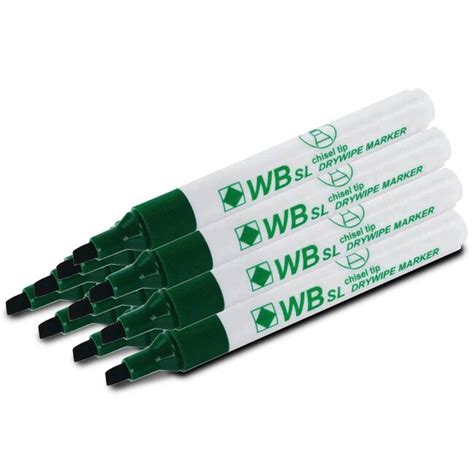 WB Green Chisel Tip Whiteboard Marker Pack Of 10 WX26009