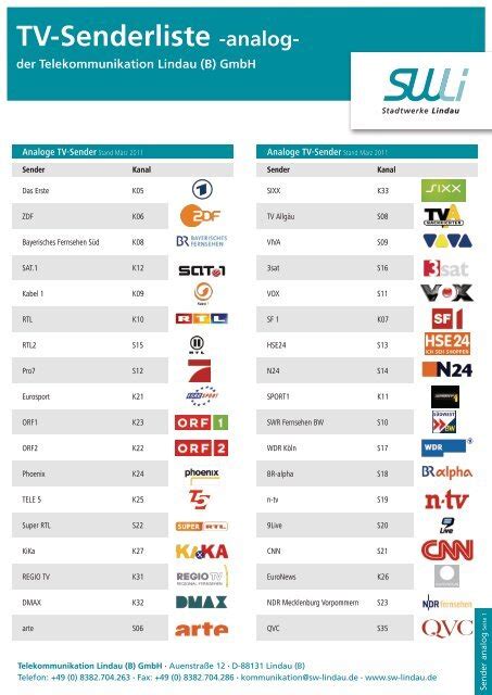 Tv Senderliste Vorlage