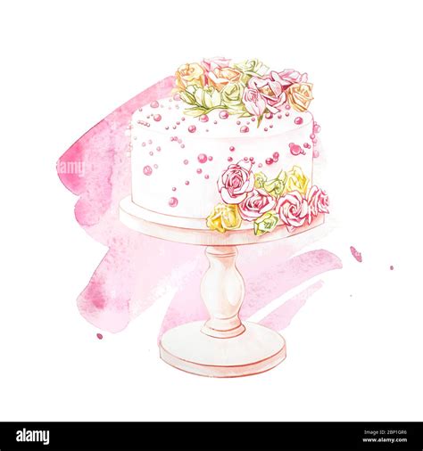 Birthday Card Naked Cake Card Watercolor Cake Card Watercolor Birthday