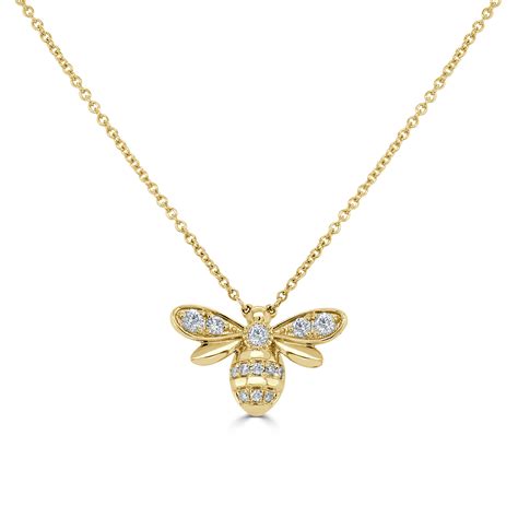 14k Gold And Diamond Bumble Bee Necklace 036ct Sabrina Design