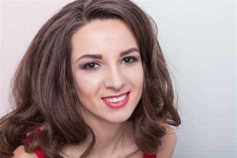 Portrait Of A Beautiful Girl In A Red Dress Stock Image Image Of